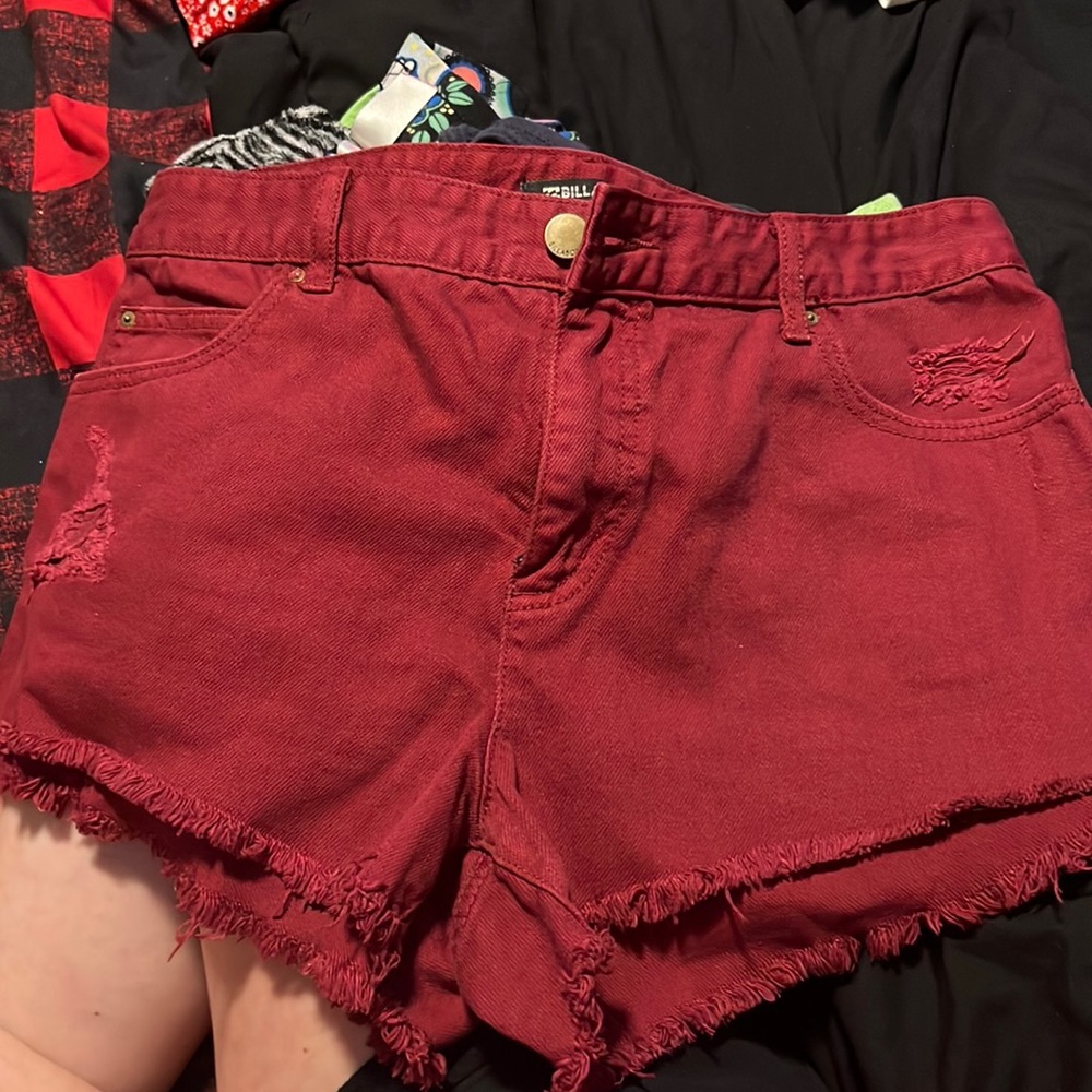 Billabong red denim shorts